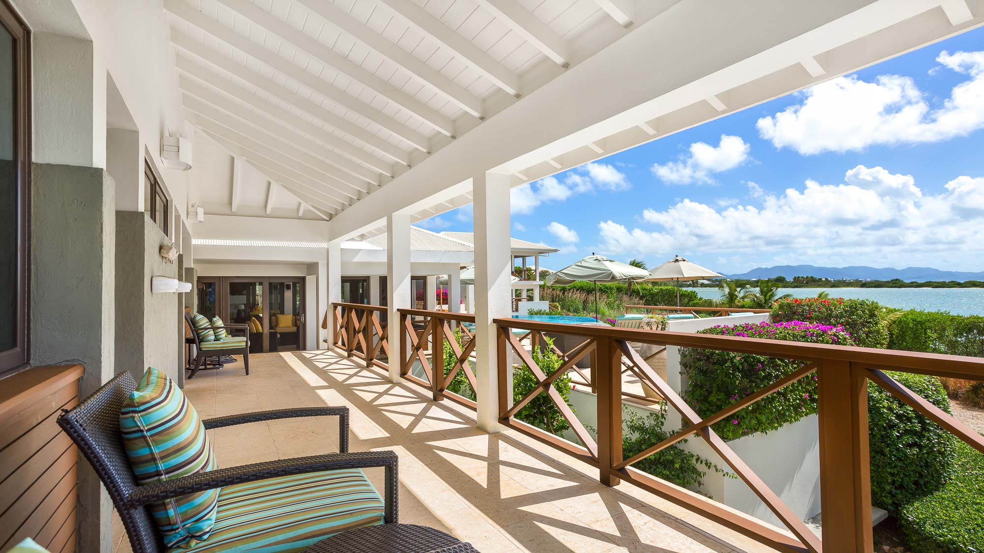 Private covered terrace with water views